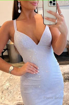 Sparkly Mermaid Spaghetti Straps Yellow Sequins Long Prom Dress