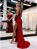 Mermaid /Trumpet Prom Gown Open Back Formal Prom Dresses
