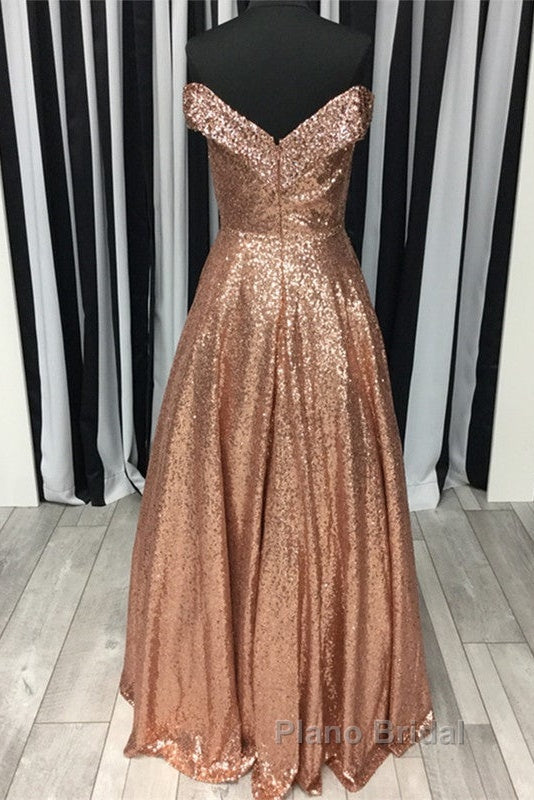 Sparkly Rose Gold Sequin Ball Gown Dresses Off Shoulder Secondary image
