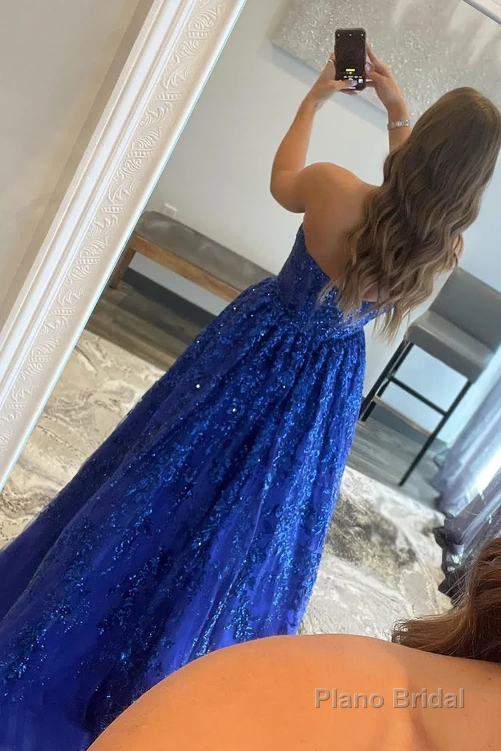 Sparkly Royal Blue Long Prom Dress with Pockets Party Dresses Gowns Secondary image