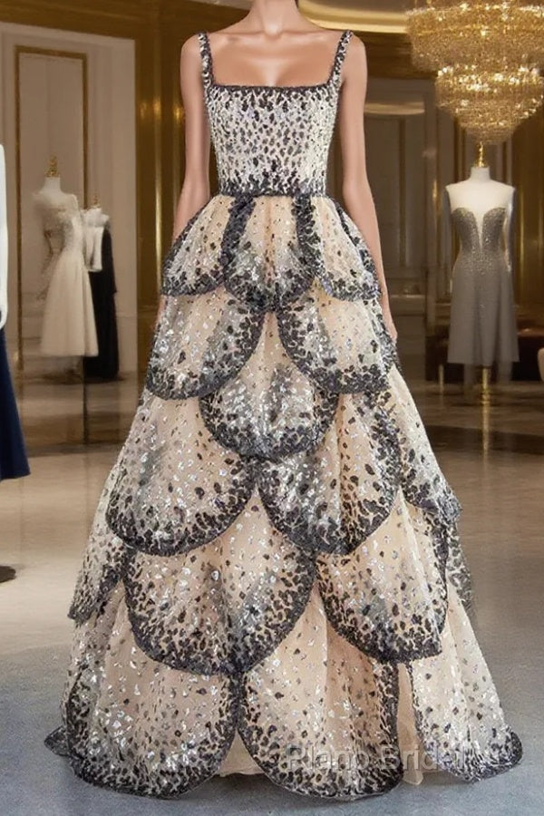 Sparkly Sequin Tiered Ruffles Elegant Women Party Formal Dresses Main image