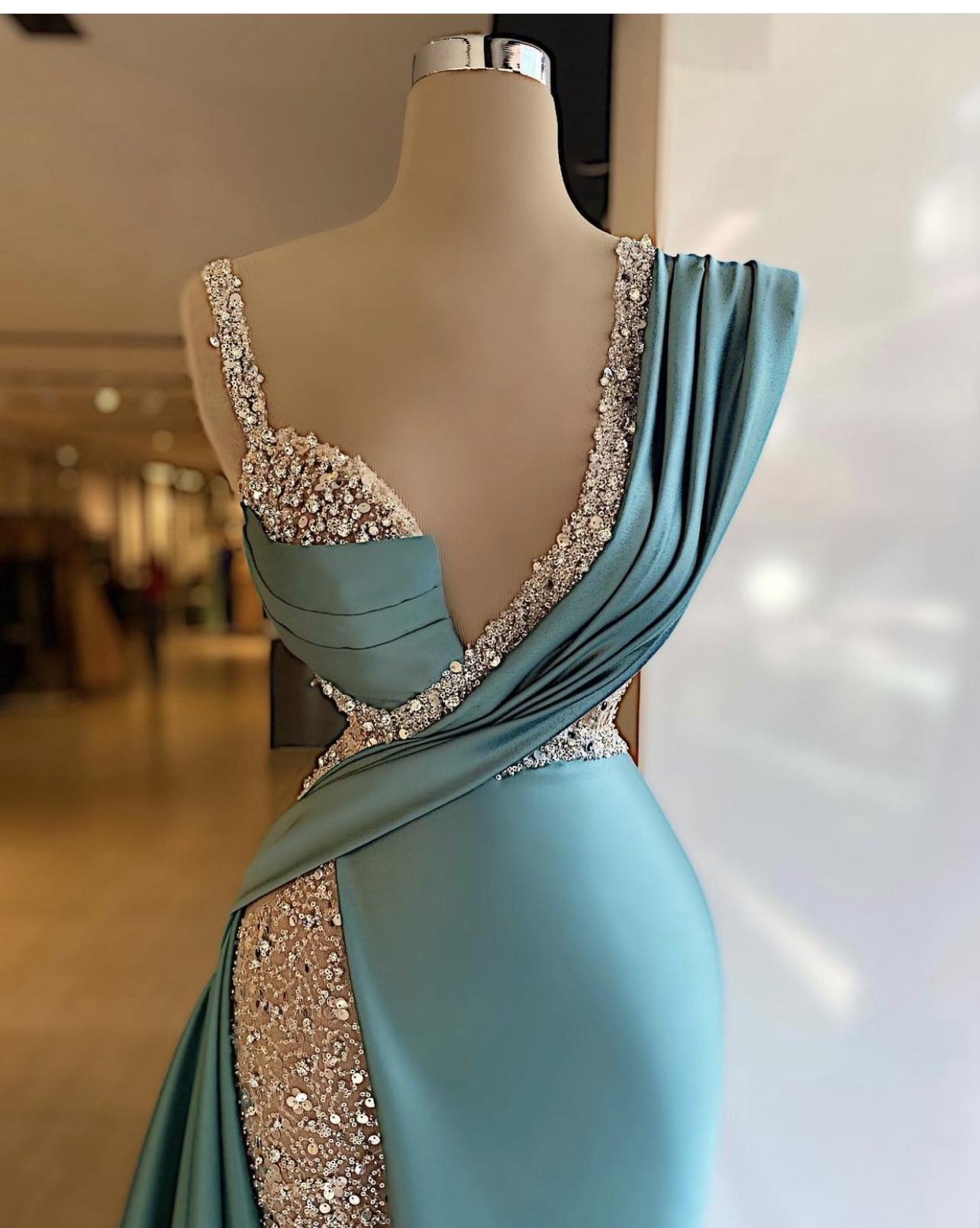 Sparkly Sequined Split Mermaid Formal Evening Dresses Crystal Long Formal Prom Gowns Custom Made Plus Size Pageant Wear Party Dresses Secondary image