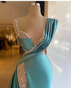 Sparkly Sequined Split Mermaid Formal Evening Dresses Crystal Long Formal Prom Gowns Custom Made Plus Size Pageant Wear Party Dresses