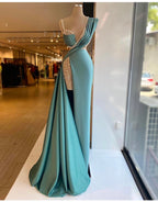 Sparkly Sequined Split Mermaid Formal Evening Dresses Crystal Long Formal Prom Gowns Custom Made Plus Size Pageant Wear Party Dresses
