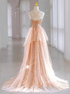 Sparkly Sheath Champagne Sequin Long Formal Prom Dresses Party Dresses