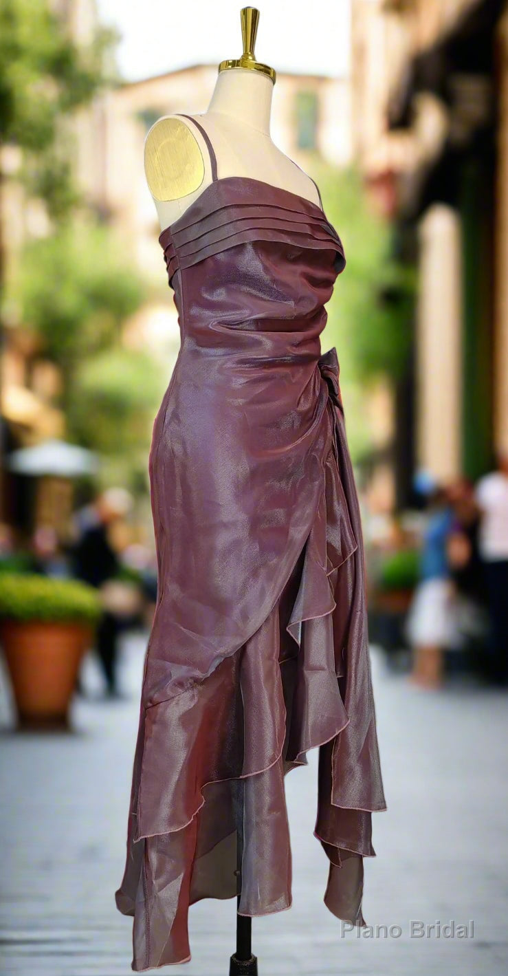 Sparkly Vintage Spaghetti Straps Purple Prom Dresses Ruffle Sleeveless Mermaid Ruffled Fromal Dresses Secondary image