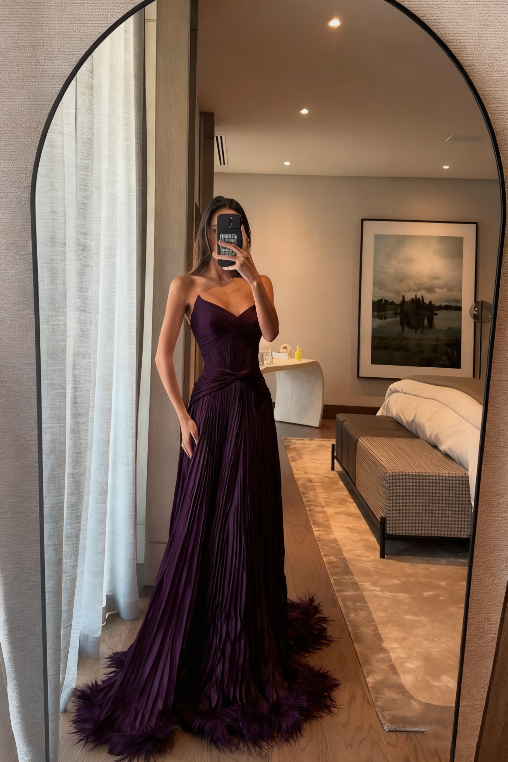 Special A Line Sweetheart Pleated Chiffon Pink Sleeveless Feathers Long Formal Prom Dresses Inspo Formal Prom Gown