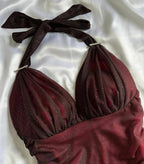 Special Gradient Color Burgundy Formal Prom Dresses, Tie Halter Date/Birthday Party Dresses
