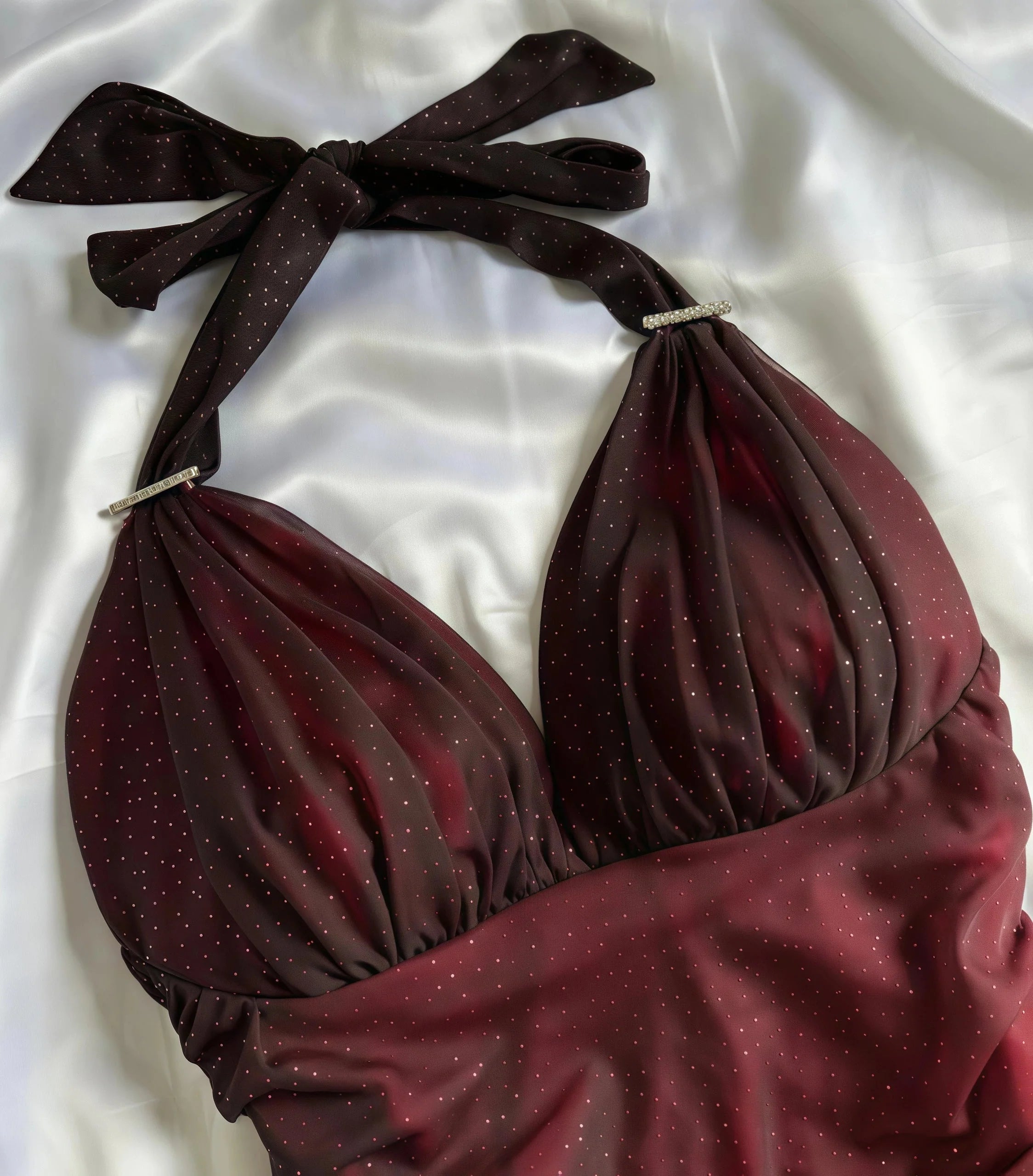 Special Gradient Color Burgundy Formal Prom Dresses, Tie Halter Date/Birthday Party Dresses