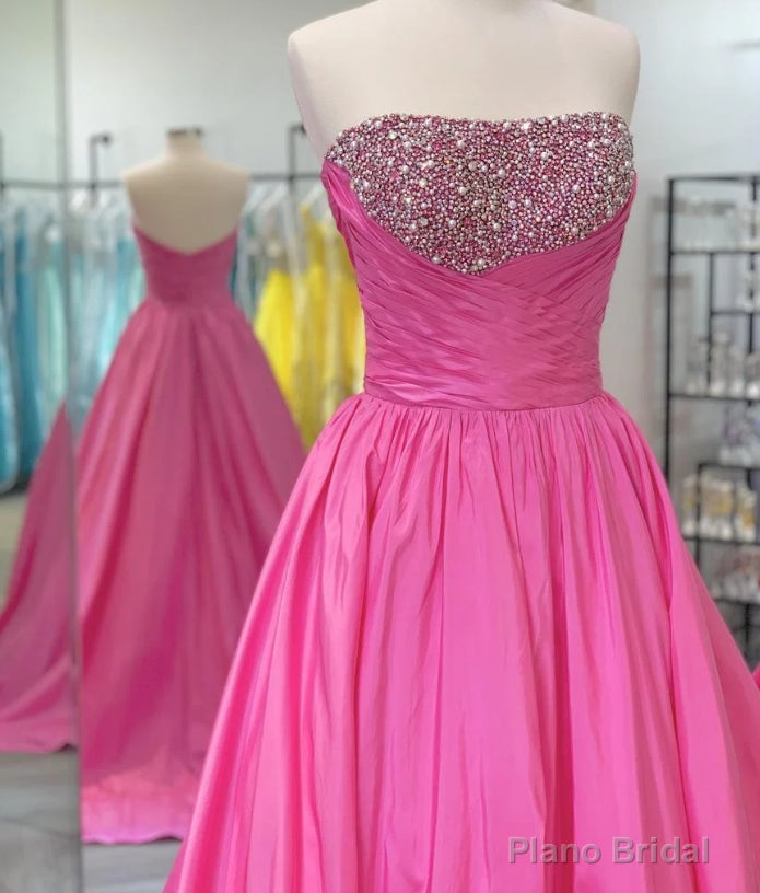 Strapless A Line Long Prom Dress with Beading Secondary image