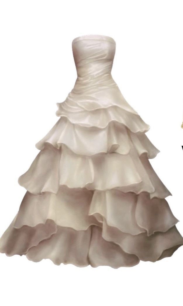 Strapless A Line Ruffle Long Formal Prom Dresses Layered Wedding Dresses Secondary image