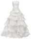 Strapless A Line Ruffle Long Formal Prom Dresses Layered Wedding Dresses