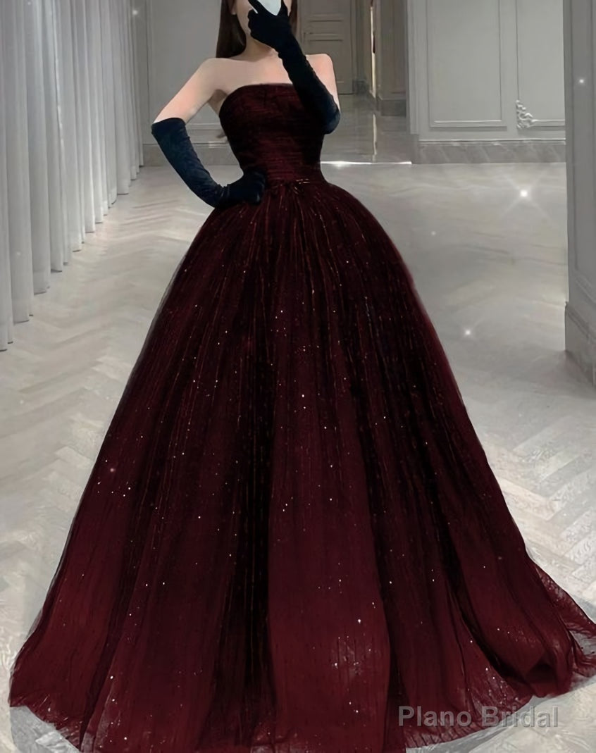 Strapless A-line Tulle Prom Dress,Chic Evening Dress Main image