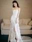 Strapless A Line White Sequin Long Formal Prom Dresses Formal Party Dresses