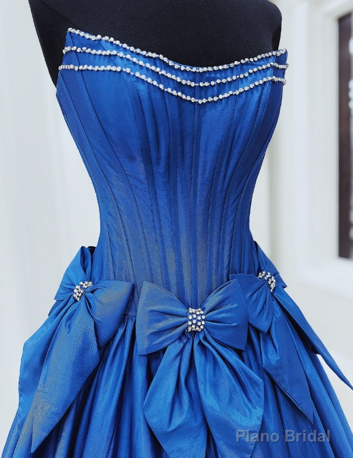 Strapless Ball Gown Long Prom Dress with Beading and Bow Secondary image