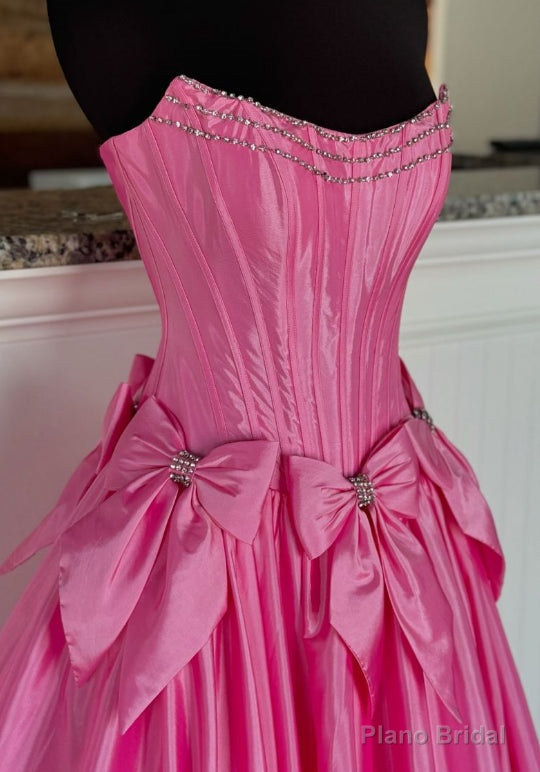 Strapless Ball Gown Long Prom Dress with Beading and Bow Secondary image