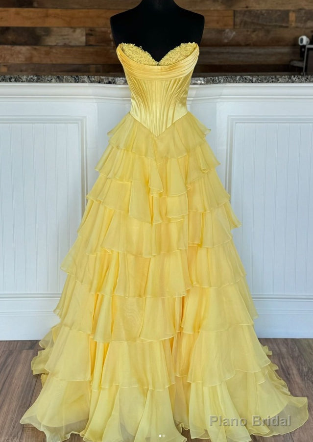 Strapless Ball Gown Long Prom Dress with Ruffle Skirt Main image