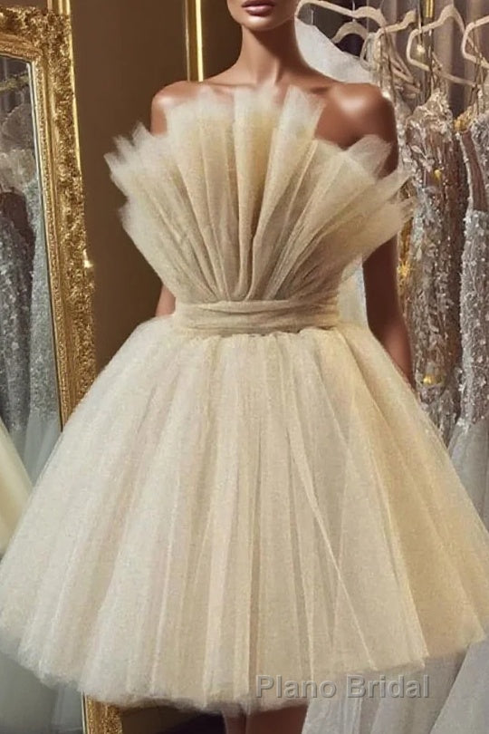 Strapless Beige A Line Short Homecoming Dresses Main image