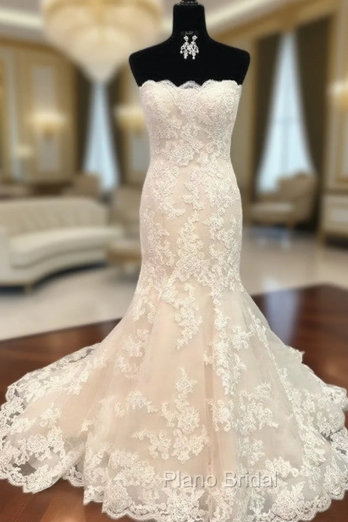 Strapless Bodice Corset Mermaid Lace Wedding Dresses For Bride
