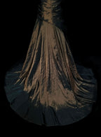 Strapless Brown Vintage Formal Evening Dresses, Sleeveless Long Party Gowns