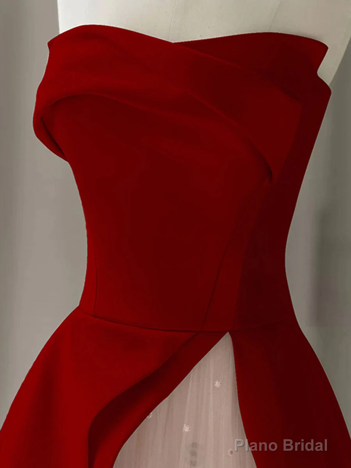 Strapless Burgundy Long Prom Dresses, Strapless Burgundy Long Formal Evening Dresses