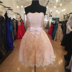 Strapless Lace Homecoming Dresses Short Formal Prom Gown