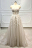 Strapless Lace-up Beaded Appliques A-line Wedding Dresses