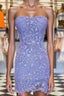 Strapless Lavender Lace Tulip Mini Dress