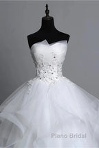 Strapless Layers Wedding Gown With Appliques Beadings