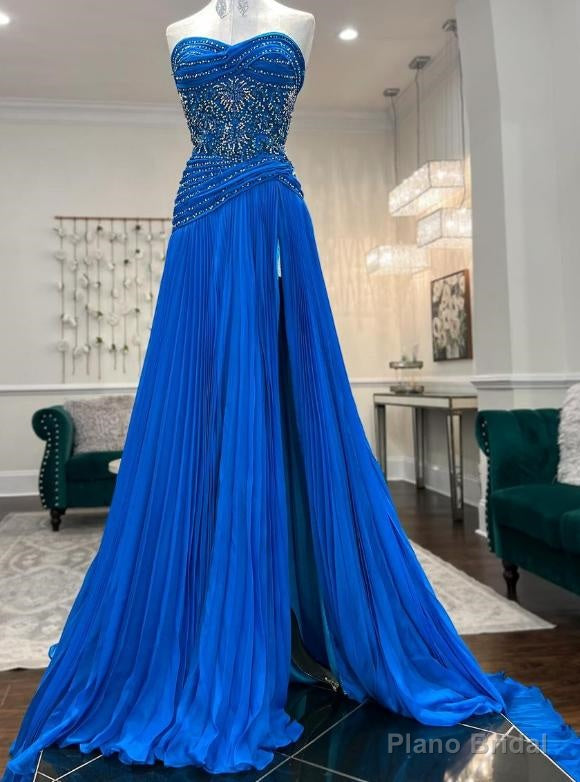 Strapless Long Prom Dress with Beading and Slit Main image