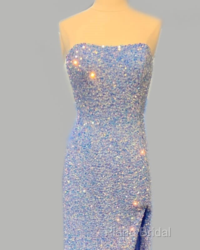 Strapless Mermaid Light Blue Sequin Dresses Secondary image