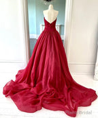 Strapless Open Back Red Long Prom Dress