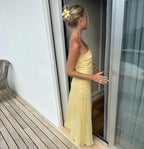 Strapless Formal Prom Dresses Yellow Formal Evening Dresses