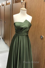Strapless Satin Floor Length Bridesmaid Dresses