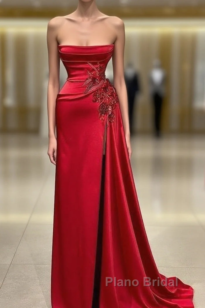 Strapless Sexy Red Mermaid Formal Prom Dresses