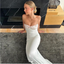 Strapless Sheath White Long Formal Prom Dresses