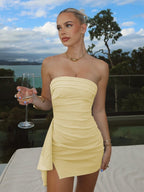 Strapless Spandex Bodycon Homecoming & Cocktail Dress With Slit