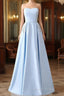 Strapless Stain Formal Prom Dresses With Pockets