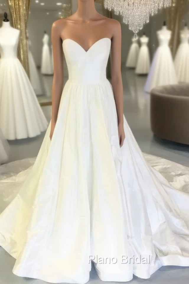 Strapless Sweetheart Chapel Train Taffeta Wedding Dresses Ball Gowns Main image
