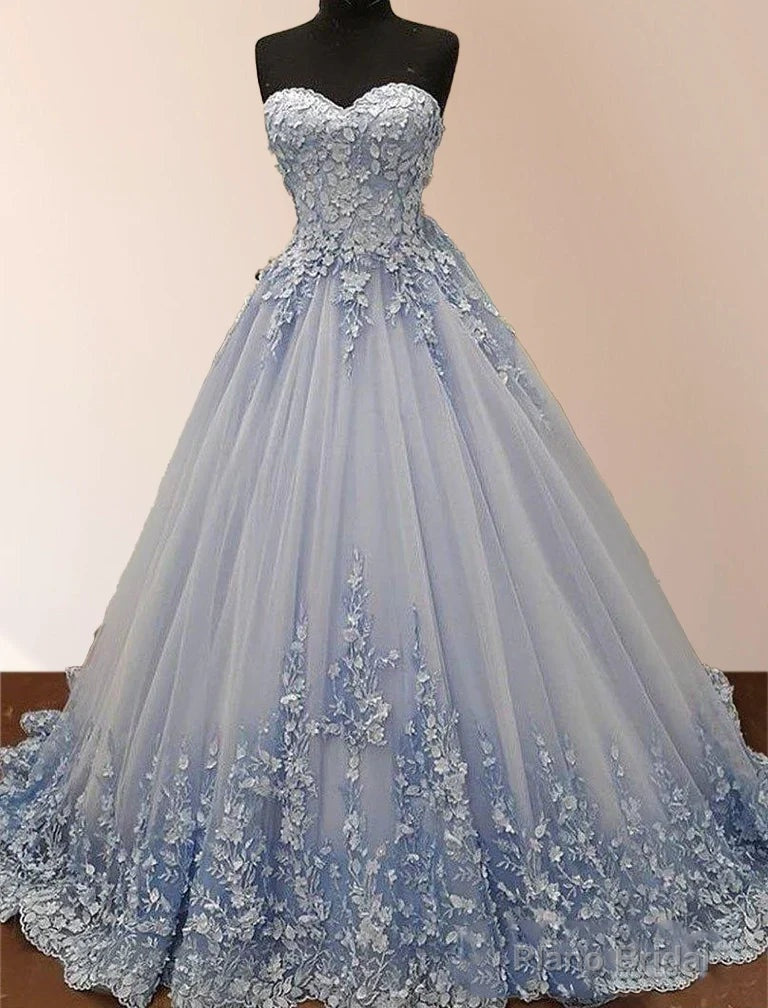 Strapless Sweetheart Neck 3D lace appliqued Quinceanera Dresses Main image