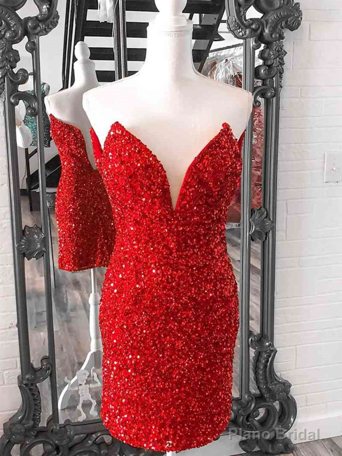 Strapless Tight Red Pink Short Prom Dresses, Short Strapless Red Pink Formal Homecoming Dresses Main image