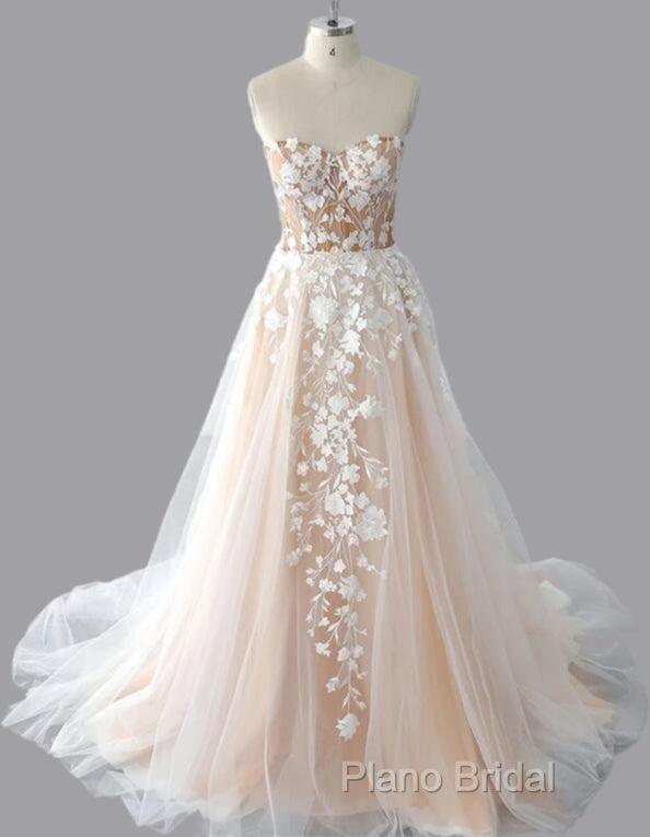 Strapless Tulle/Lace Wedding Dresses