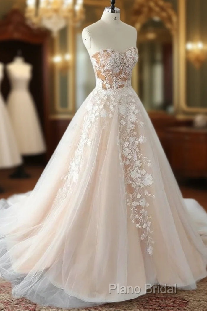 Strapless Tulle/Lace Wedding Dresses