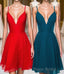 Straps A-Line Chiffon Red Pretty Homecoming Dresses
