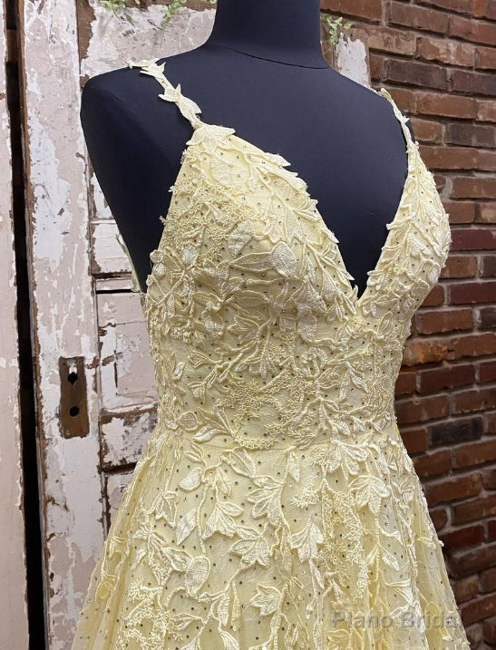 Straps A-line Leaf Lace Long Prom Dress Secondary image