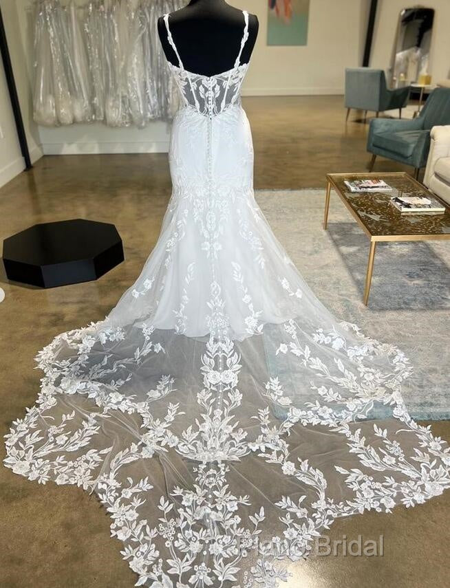 Straps Mermaid Tulle/Lace Wedding Dresses