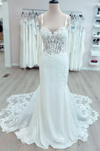 Straps Mermaid Tulle/Lace Wedding Dresses