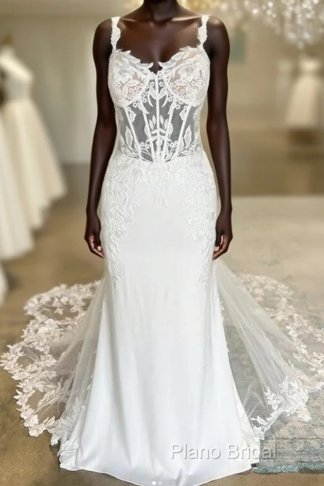 Straps Mermaid Tulle/Lace Wedding Dresses Main image