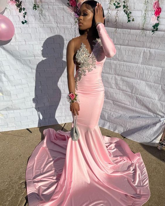 Stunning And Elegant Princess Party Wear Gown Pink Formal Prom Dresses