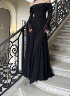 Stunning Black Off-The-Shoulder Mermaid Formal Prom Dresses Birthday Outfits